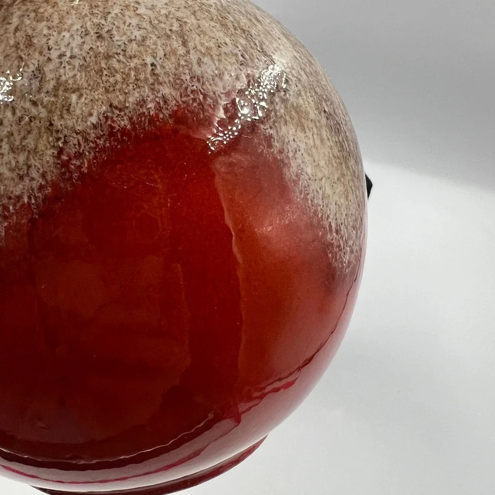 Vtg Royal‎ Haeger Red Burnt Orange Lava Drip Glaze Long Neck Bud Vase MCM 11.5